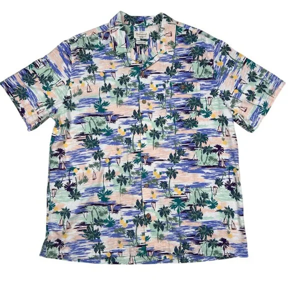Weatherproof Linen XL Hawaiian Tropical Camp Shirt Coastal Floral Outdoors - Picture 1 of 6